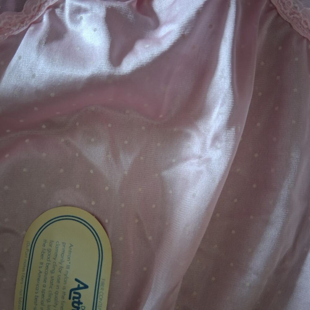 Sylray nwt vintage panties wmns 5 USA nylon lt pink polka dot lace Dupont Antron - Picture 3 of 4